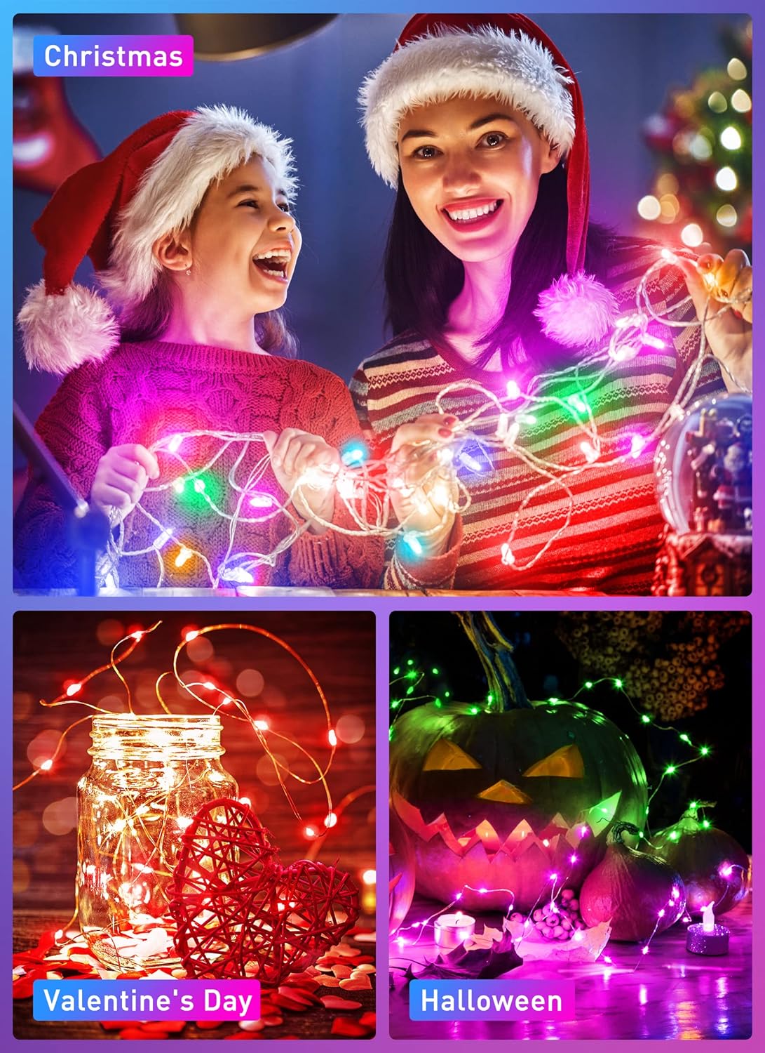 Minetom LED Fairy Lights – Romantic Valentine's Day Gift for Couples, 33FT Dimmable Copper Wire Lights