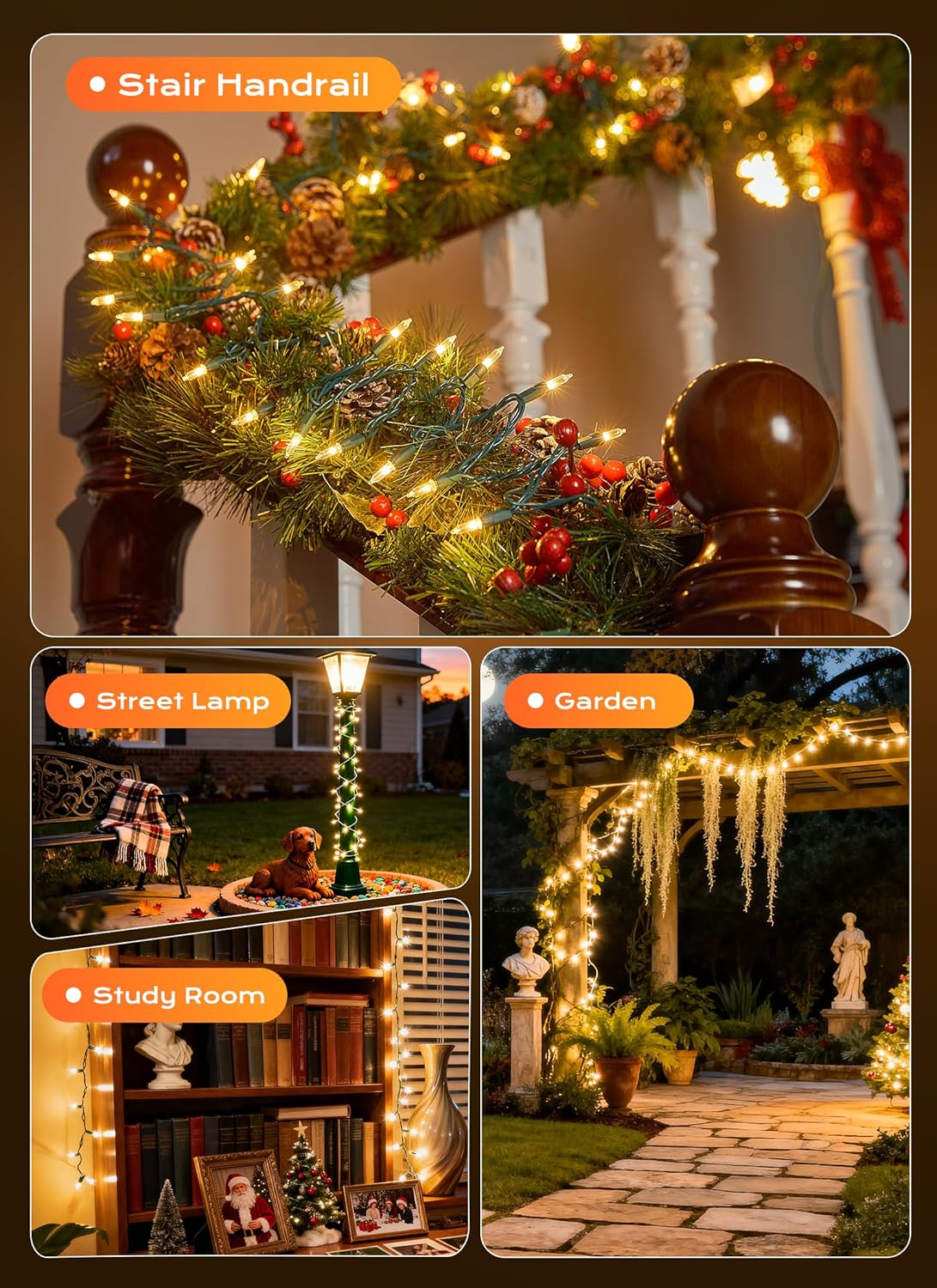 Minetom LED String Lights – Garden Fence and Balcony Decor, Year-Round Outdoor String Lighting