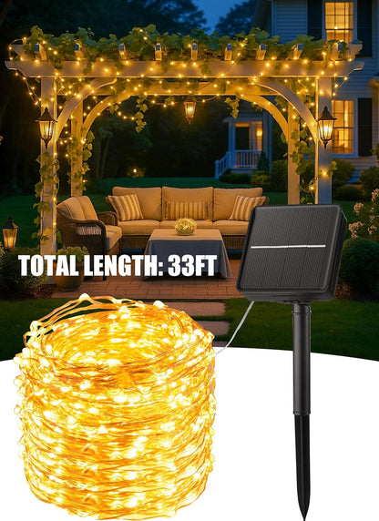 Minetom Solar String Lights Less is More, 33Ft 100 LED Understated Warm White Lights for Quiet Corners