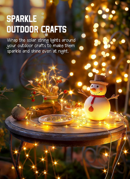 Minetom Solar String Lights Less is More, 33Ft 100 LED Understated Warm White Lights for Quiet Corners