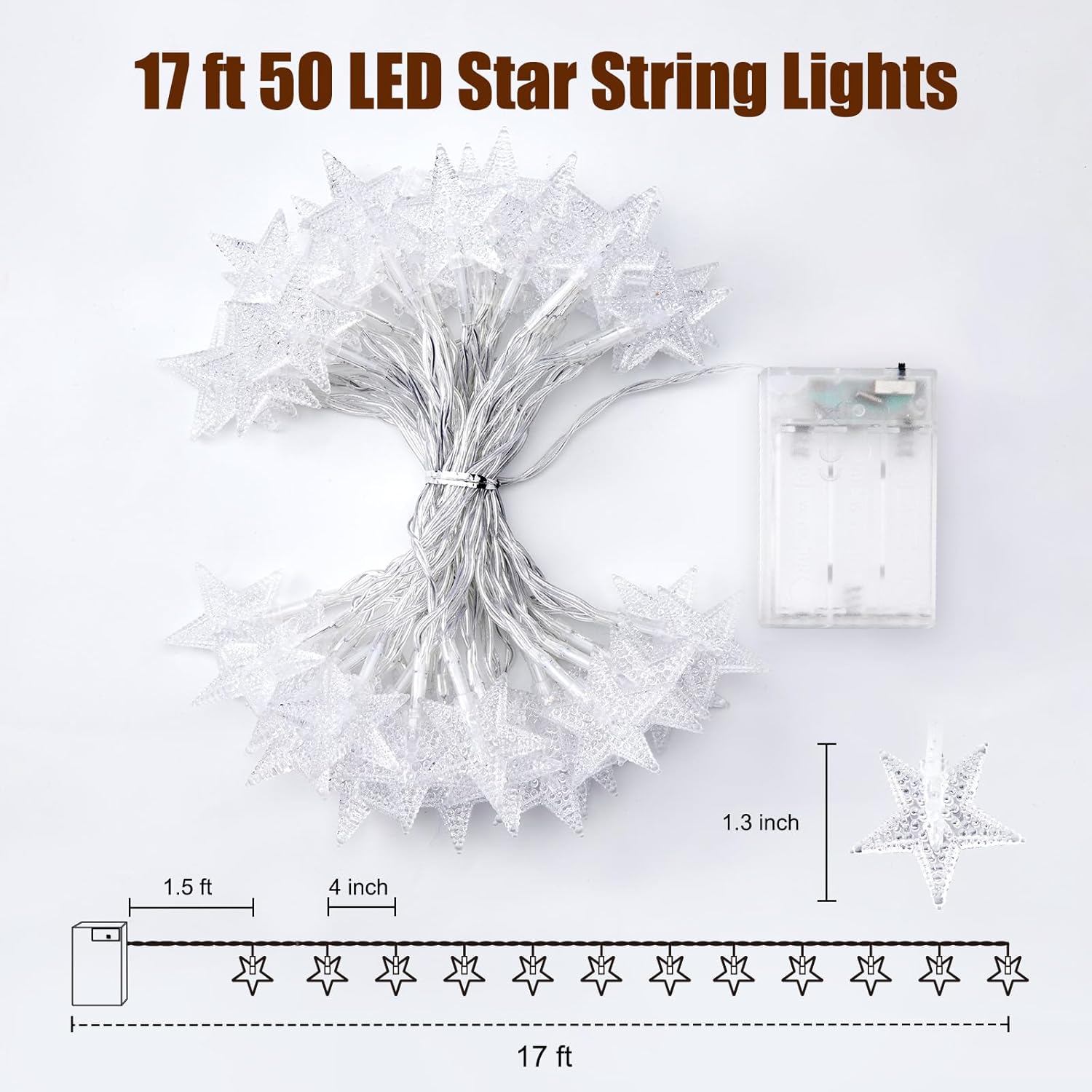 Minetom Star String Lights Battery Operated – Safe Star Night Light for Crib Room, Reading Corner, and Kids Loft Bed