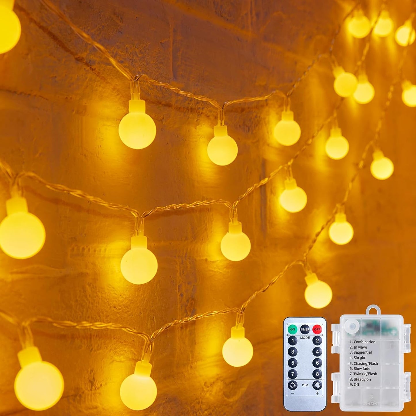 Minetom Waterproof Fairy Lights Battery Powered – Warm White Twinkle Lights for Garden, Awning & Patio Parties
