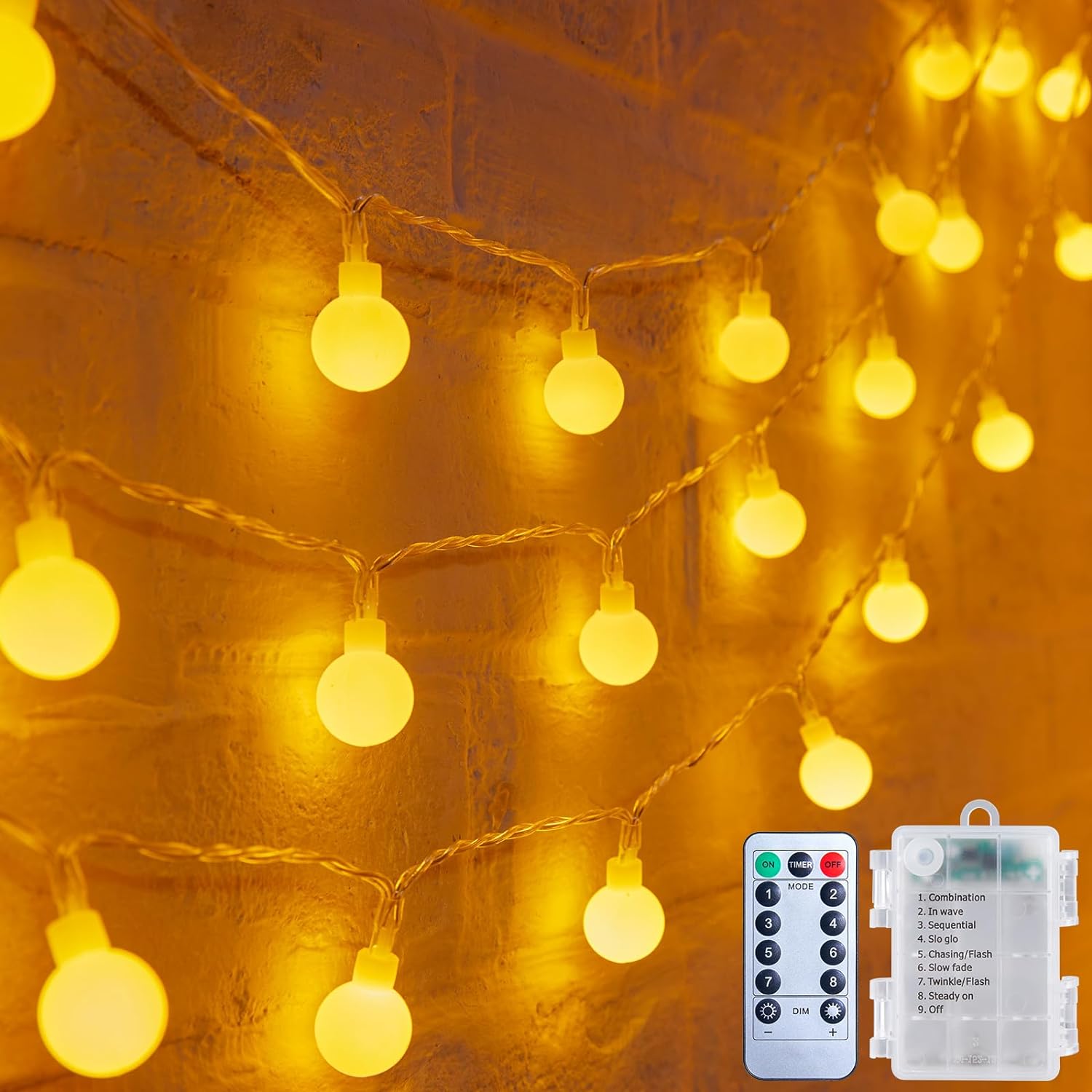 Minetom Waterproof Fairy Lights Battery Powered – Warm White Twinkle Lights for Garden, Awning & Patio Parties