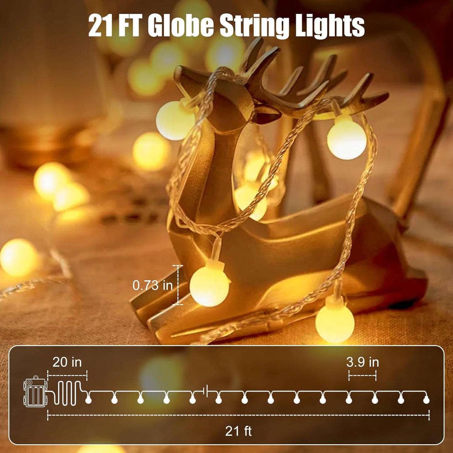 Minetom Waterproof Fairy Lights Battery Powered – Warm White Twinkle Lights for Garden, Awning & Patio Parties