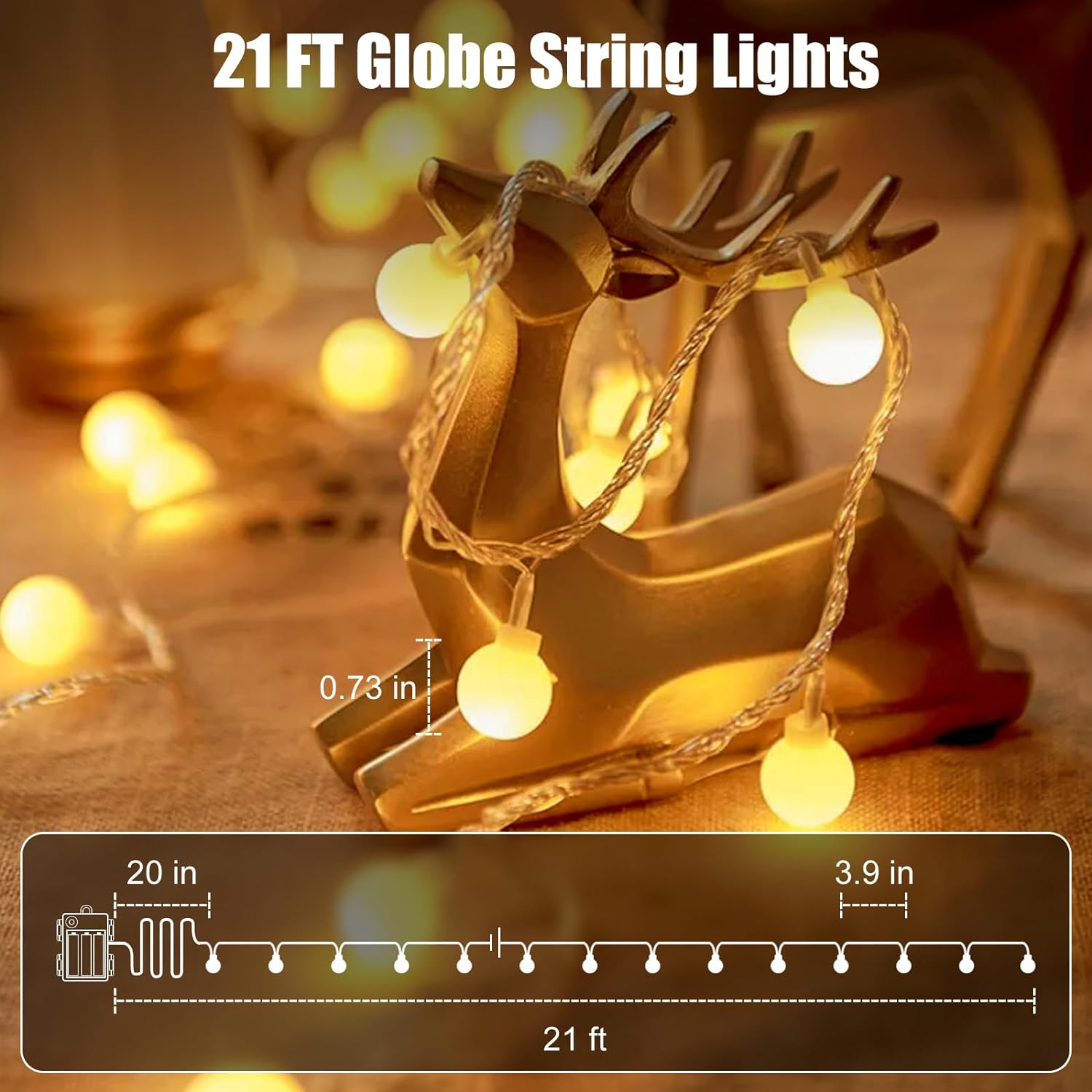 Minetom Waterproof Fairy Lights Battery Powered – Warm White Twinkle Lights for Garden, Awning & Patio Parties