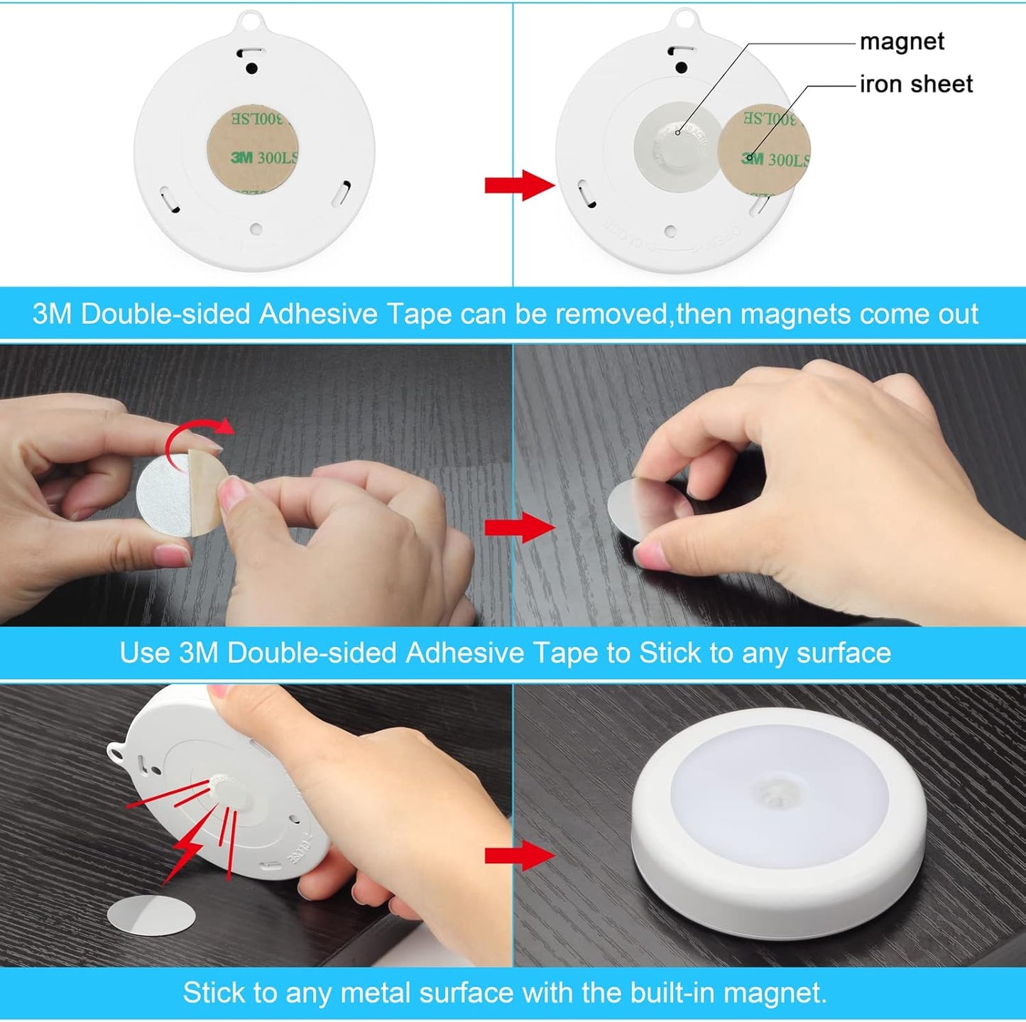 Mlambert Flush Mount Motion Night Light, Adhesive LED Step Light for Understated Home Design