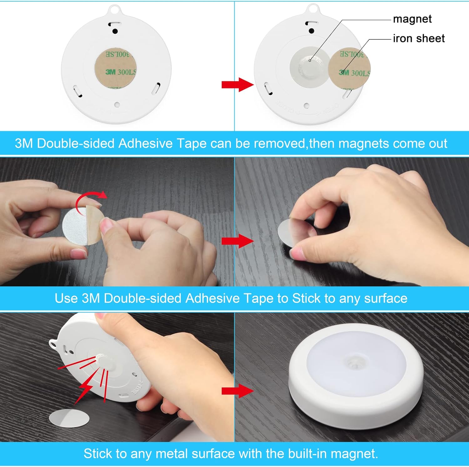 Mlambert Flush Mount Motion Night Light, Adhesive LED Step Light for Understated Home Design