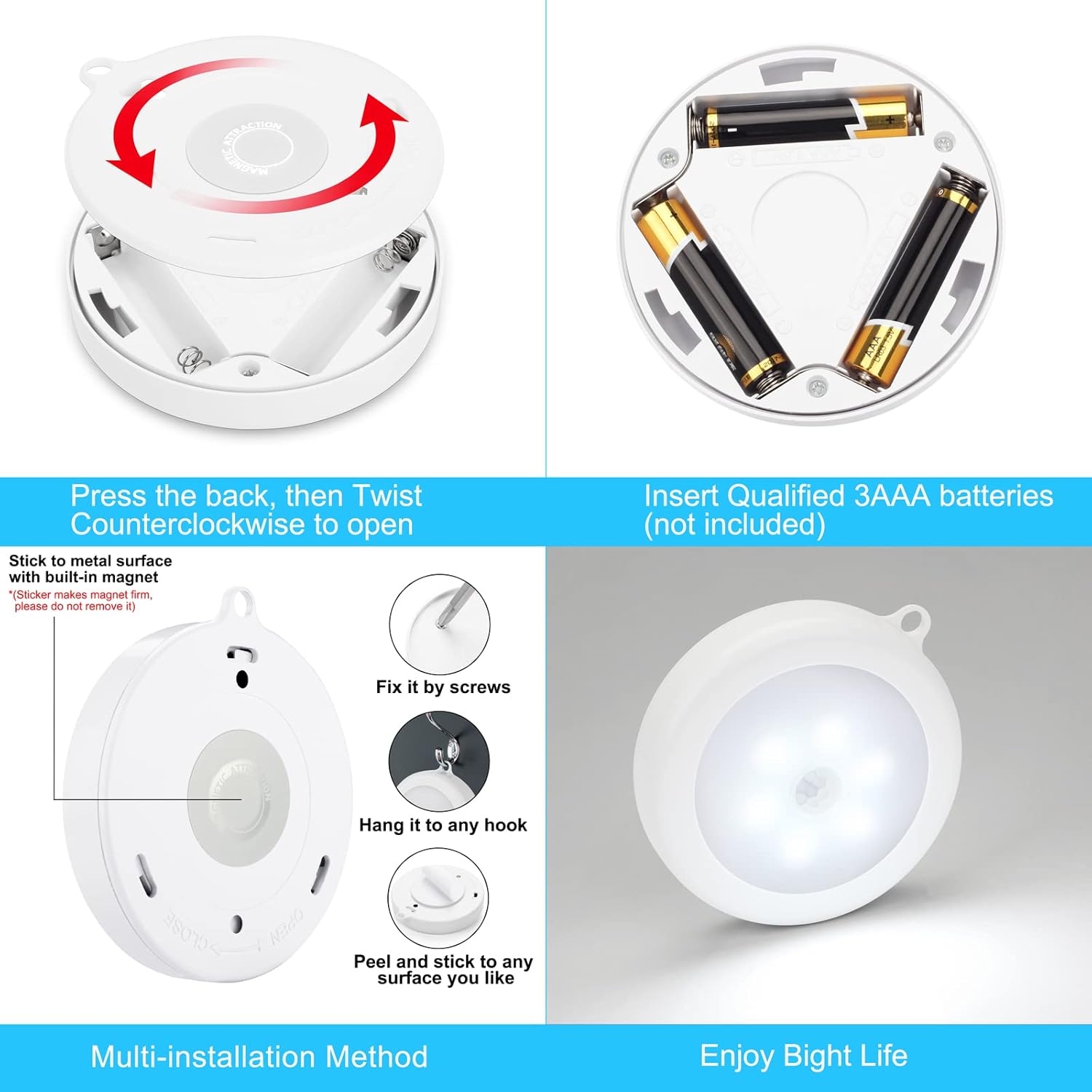 Mlambert Flush Mount Motion Night Light, Adhesive LED Step Light for Understated Home Design