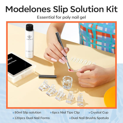 Modelones Poly Gel Slip Solution Bottle – All-in-One Beginner Manicure Tool Kit for Bedroom Vanity Nail Practice