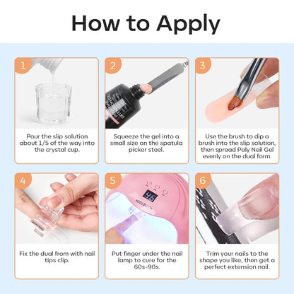 Modelones Poly Gel Slip Solution Bottle – All-in-One Beginner Manicure Tool Kit for Bedroom Vanity Nail Practice