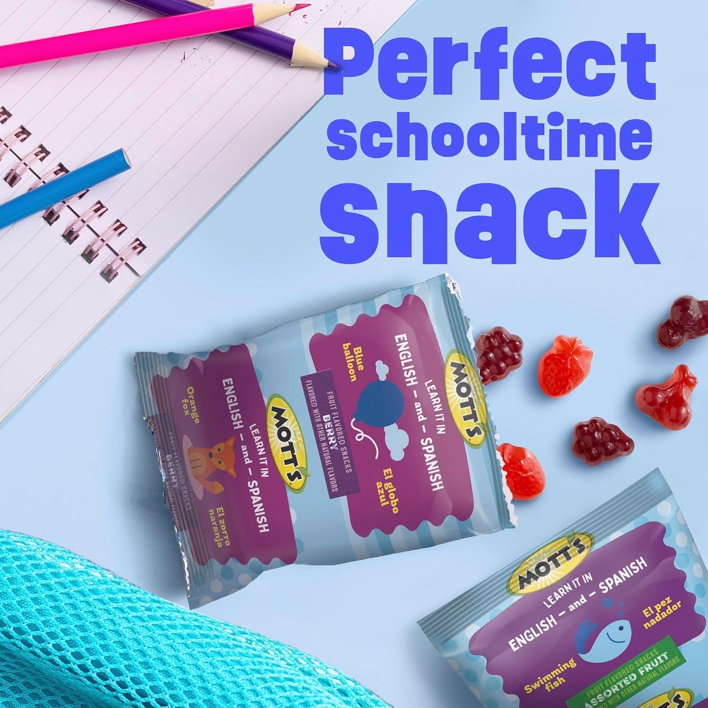 Mott's Berry Fruit Snacks – No Artificial Colors Wellness Snack for Clean Eating Homes, 22 Pouches