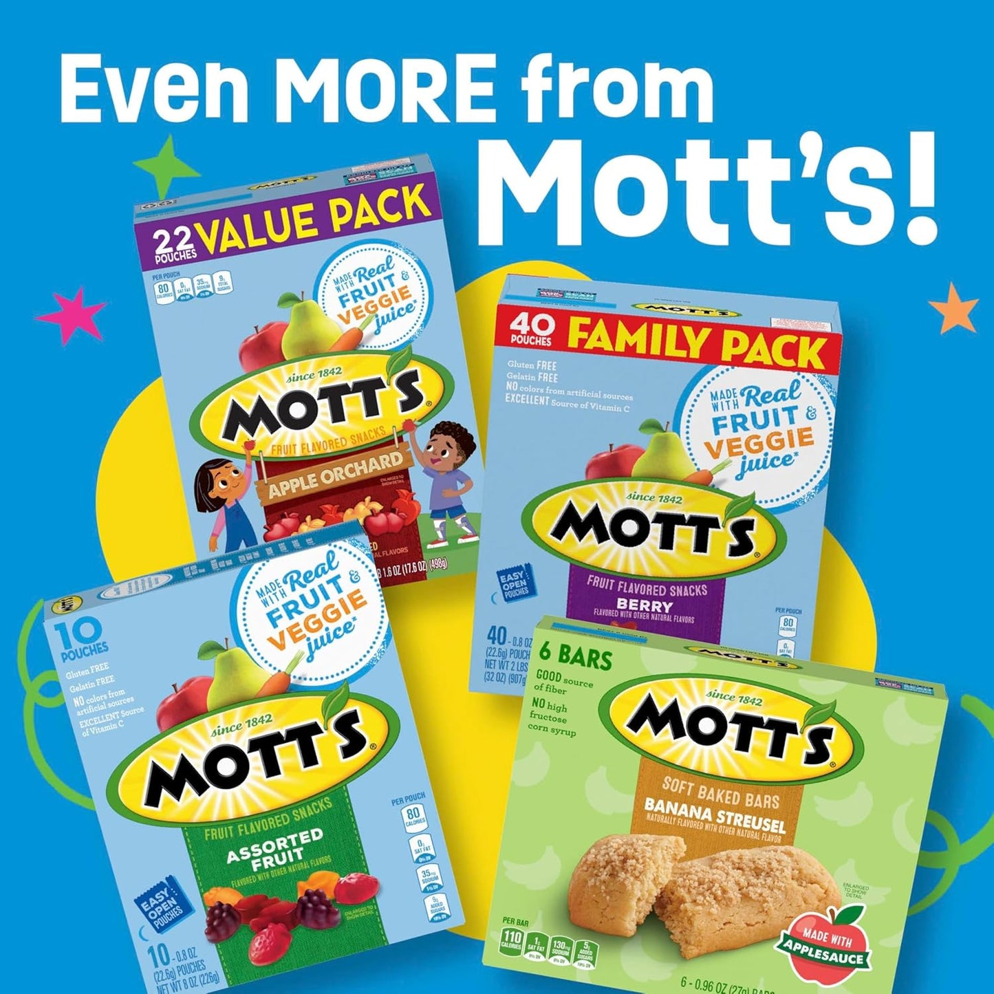Mott's Real Fruit Juice Concentrate Halloween Snacks – Better For You Gummy Alternative for Comfort Snacking, 32 oz Family Pack