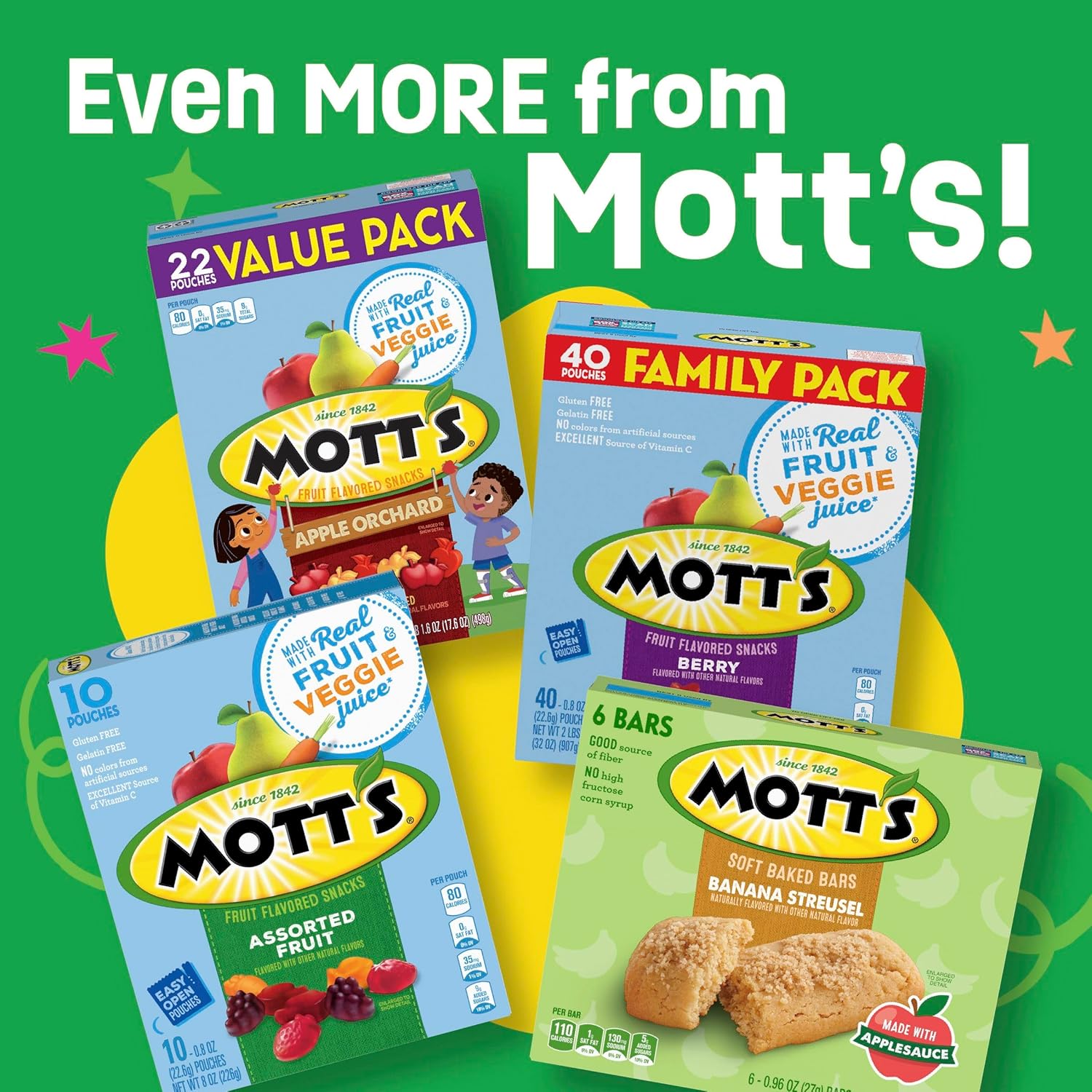 Mott's Soft Baked Bars – Hike and Travel Snack for Adults, Lightweight Pocket Bar