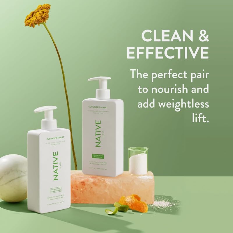 Native Hair Care Duo – Stress-Relief Bath Time, Naturally Scented Shampoo and Conditioner in Cucumber and Mint