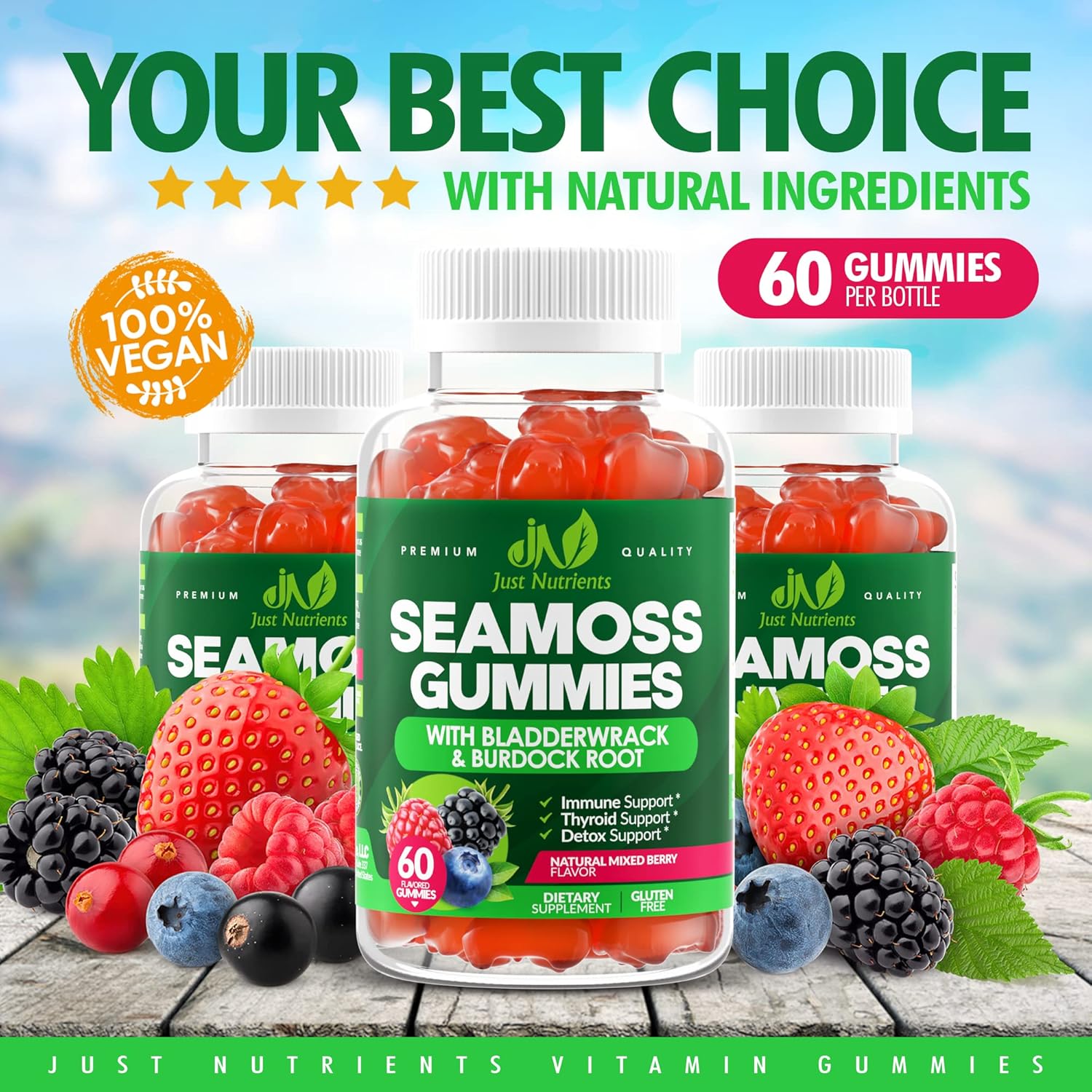 natural mixed berry flavor with no artificial colors or preservatives