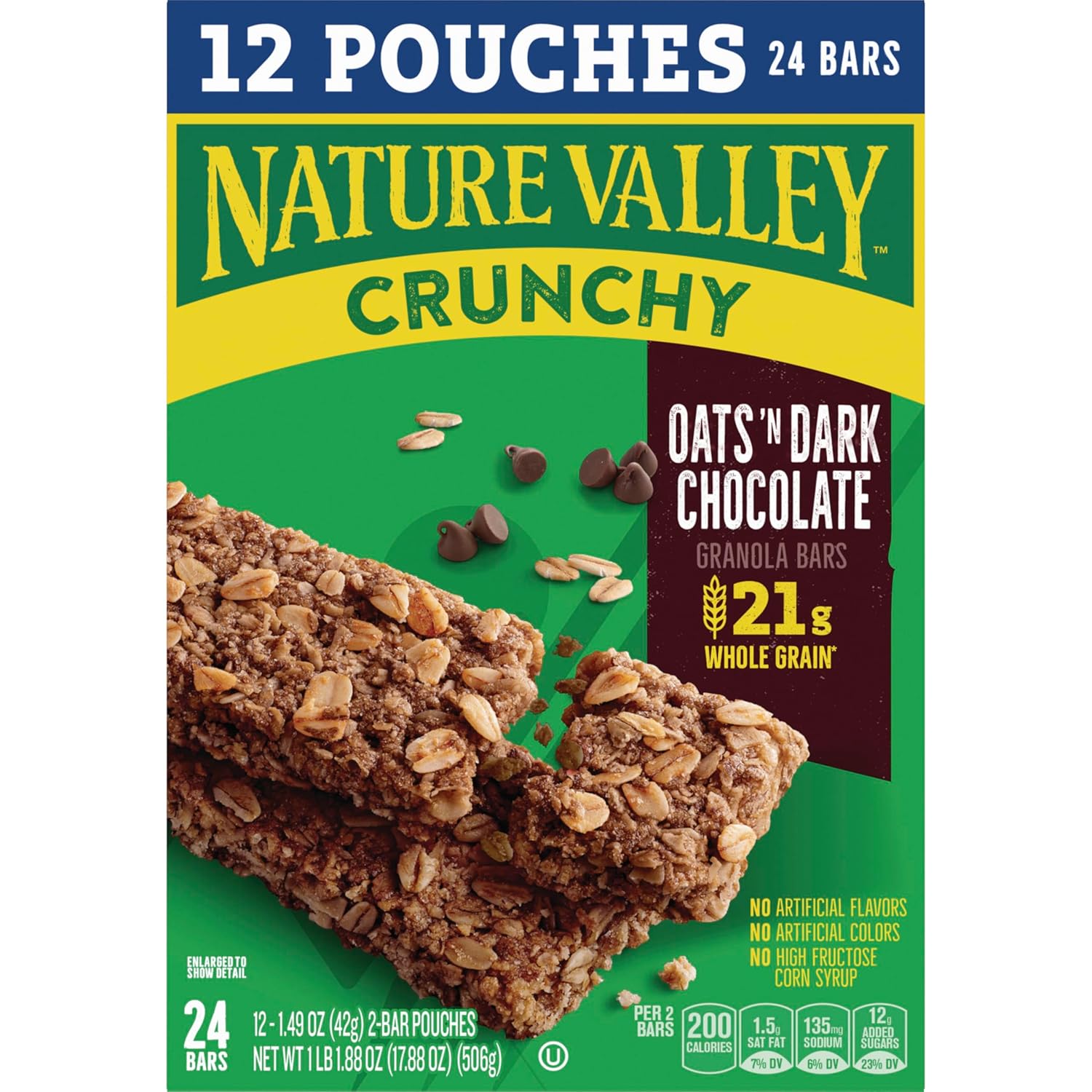 Nature Valley Crunchy Granola Bars, Oats 'n Dark Chocolate – Commute and Workday Snack for Busy Professionals