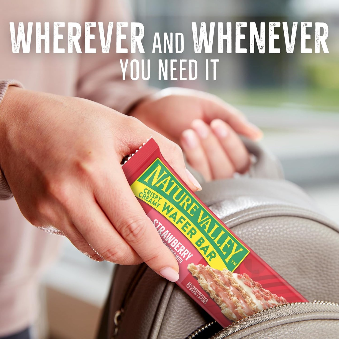Nature Valley Wafer Bars – Individually Wrapped Strawberry Bar for Commute Bags, Early-Morning Workdays and Office Meetings, 5 Pack