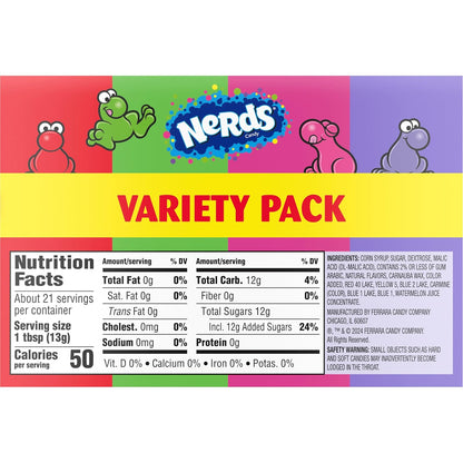 NERDS Crunchy Candy Pack – Shared Coworker Snack for the Conference Room, Dual Chamber Grape Strawberry Watermelon Cherry, 6 Boxes