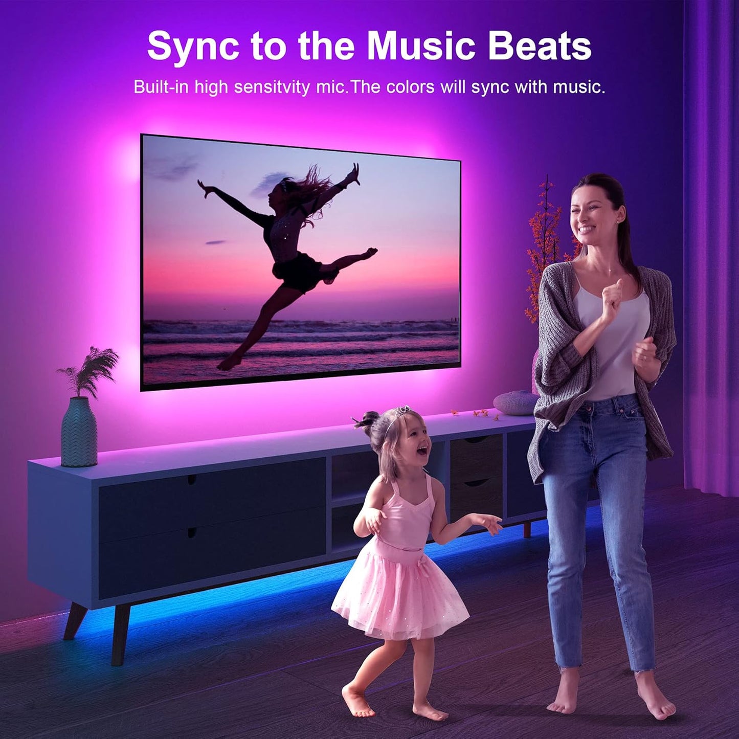 Nexillumi Smart TV Light Strip – Auto Shut-Off Backlight for Children's Room and Basement Hangout