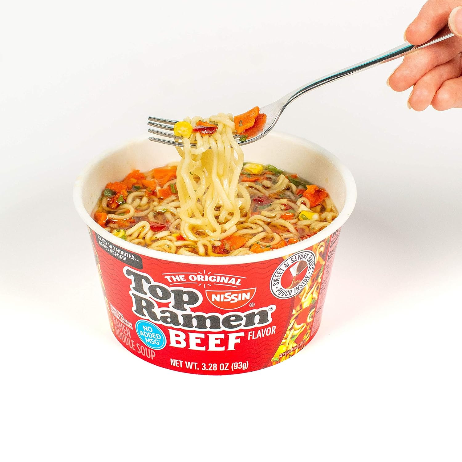 Nissin Top Ramen Bowl – Lightweight Camping Hot Meal with Just Water and a Microwave, Beef 6-Pack