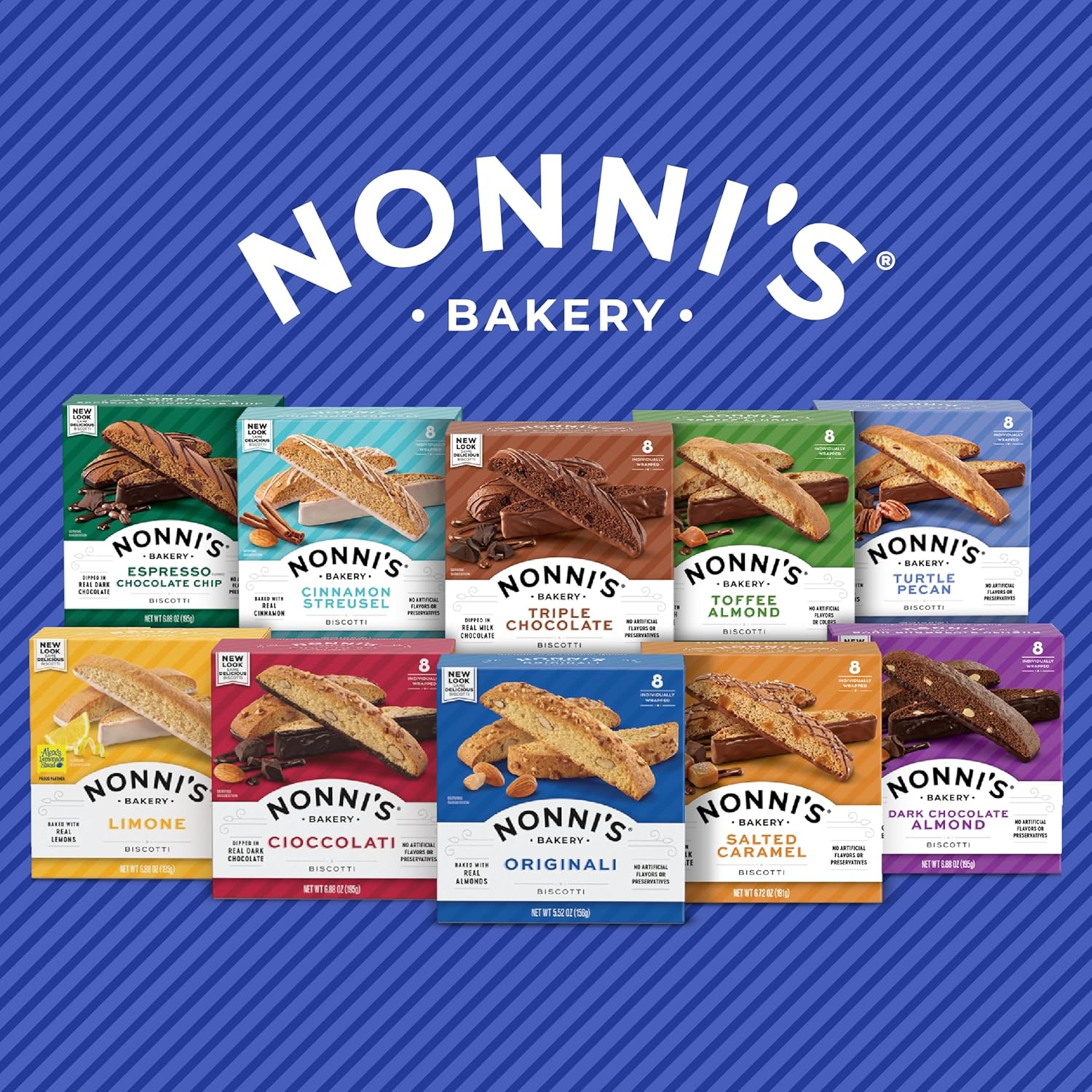 Nonni's Originali Almond Biscotti – Portable Italian Snack for Commute and Travel Energy, 5.52 oz Box