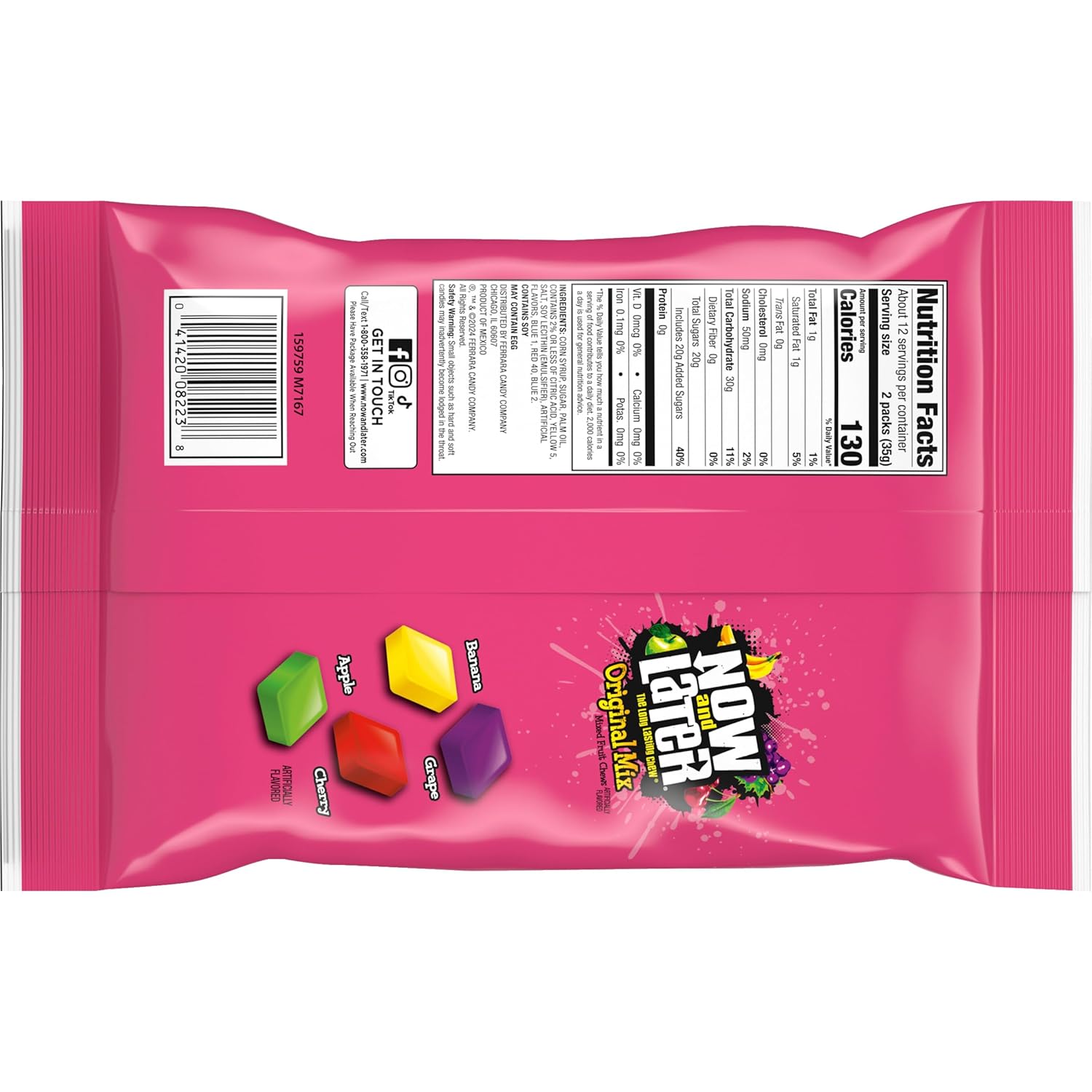 Now and Later Original Mix Candy – Heat-Stable Wrapped Chews for Hiking Lunches and Backyard Cookouts