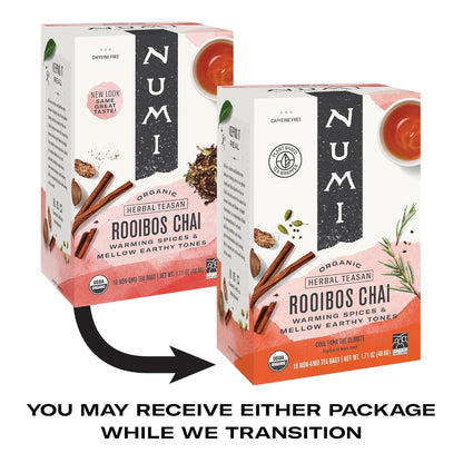 Numi Organic Rooibos Chai Tea – Birthday Gift for Mom, Caffeine-Free Pregnancy-Safe Herbal Tea Basket Idea
