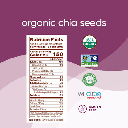 Nutiva Organic Chia Seed 12 oz – Allergen Friendly Vegan Egg Replacer for Kids Baking, Pancakes and Hidden Nutrition Hacks