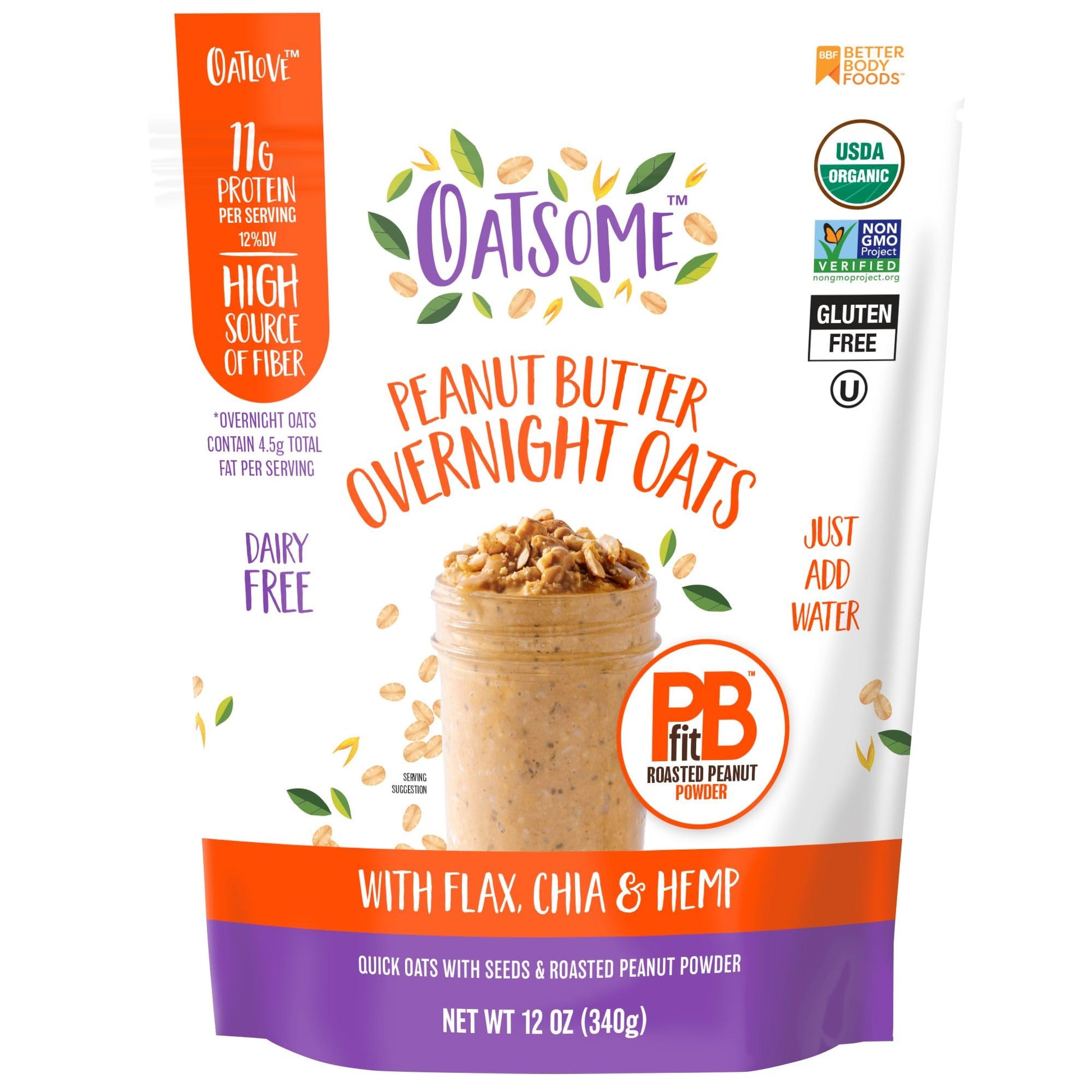Oatsome PBfit Overnight Oats – Lunchbox Prep Overnight Oats Packed with Protein and Fiber