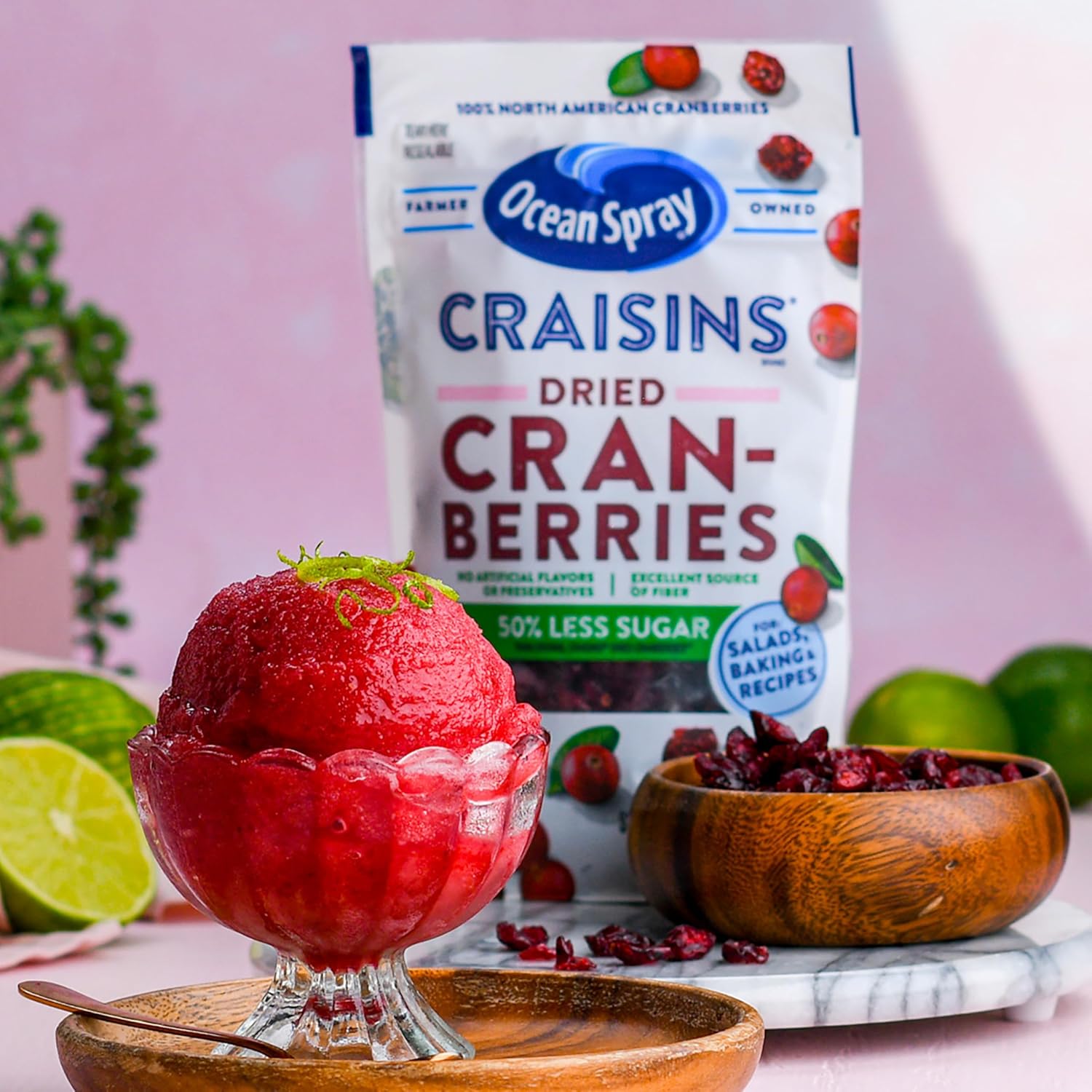 Ocean Spray Craisins 50% Less Sugar Dried Cranberries — Valentines Day Treat for Health Conscious Partners and Stocking Stuffer Favorite