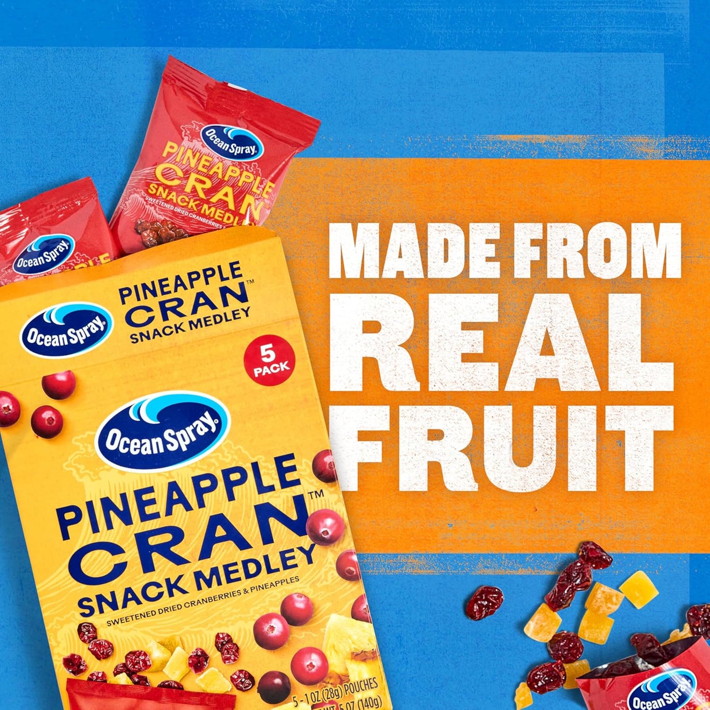 Ocean Spray Cran™ Snack Medley – Study Snack with Cranberry and Pineapple, No Mess Pouches