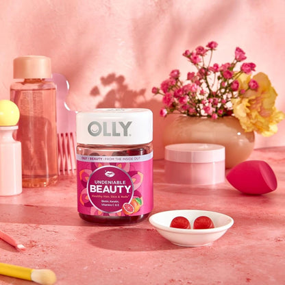 OLLY Undeniable Beauty Gummy – High-End Beauty Ritual for Discerning Women, Grapefruit Chewable 60 Count
