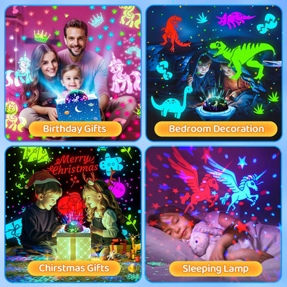 One Fire Christmas Gift for Kids – Rechargeable Star Night Light Projector with 6 Theme Films, Ready to Gift Sensory Bedtime Light
