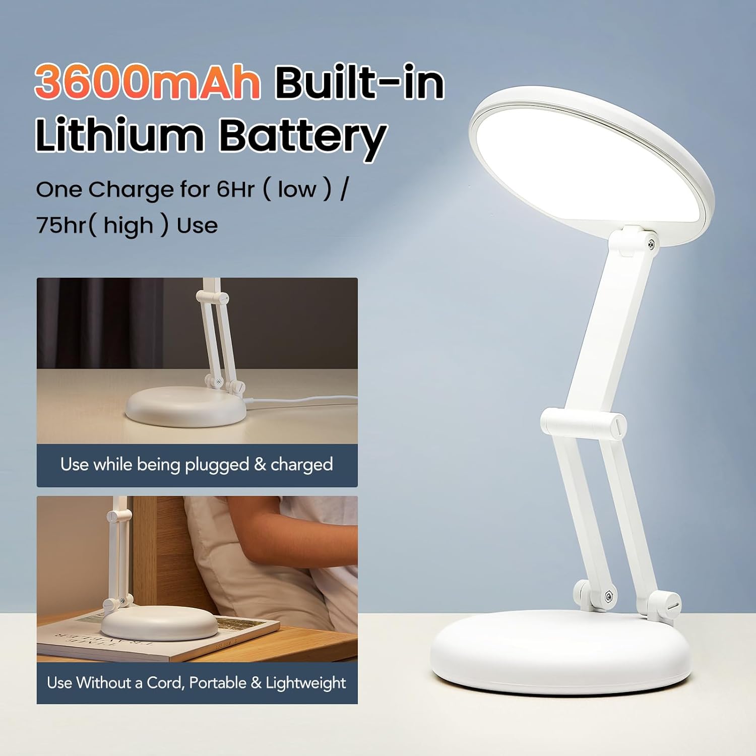 One Fire Wireless Rechargeable Lamp – Modern Home Accent for Reading Nooks, Touch Dimming with Warm Ambiance