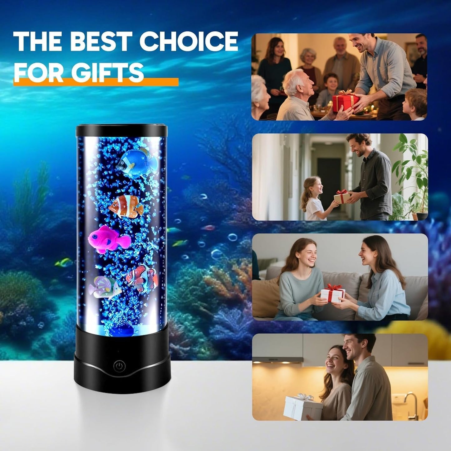ONXE Fish Tank Table Lamp – Baby and Toddler Safe Mood Light, Drop-Resistant 5ft ABS Build for Kids' Room and Nursery Decor