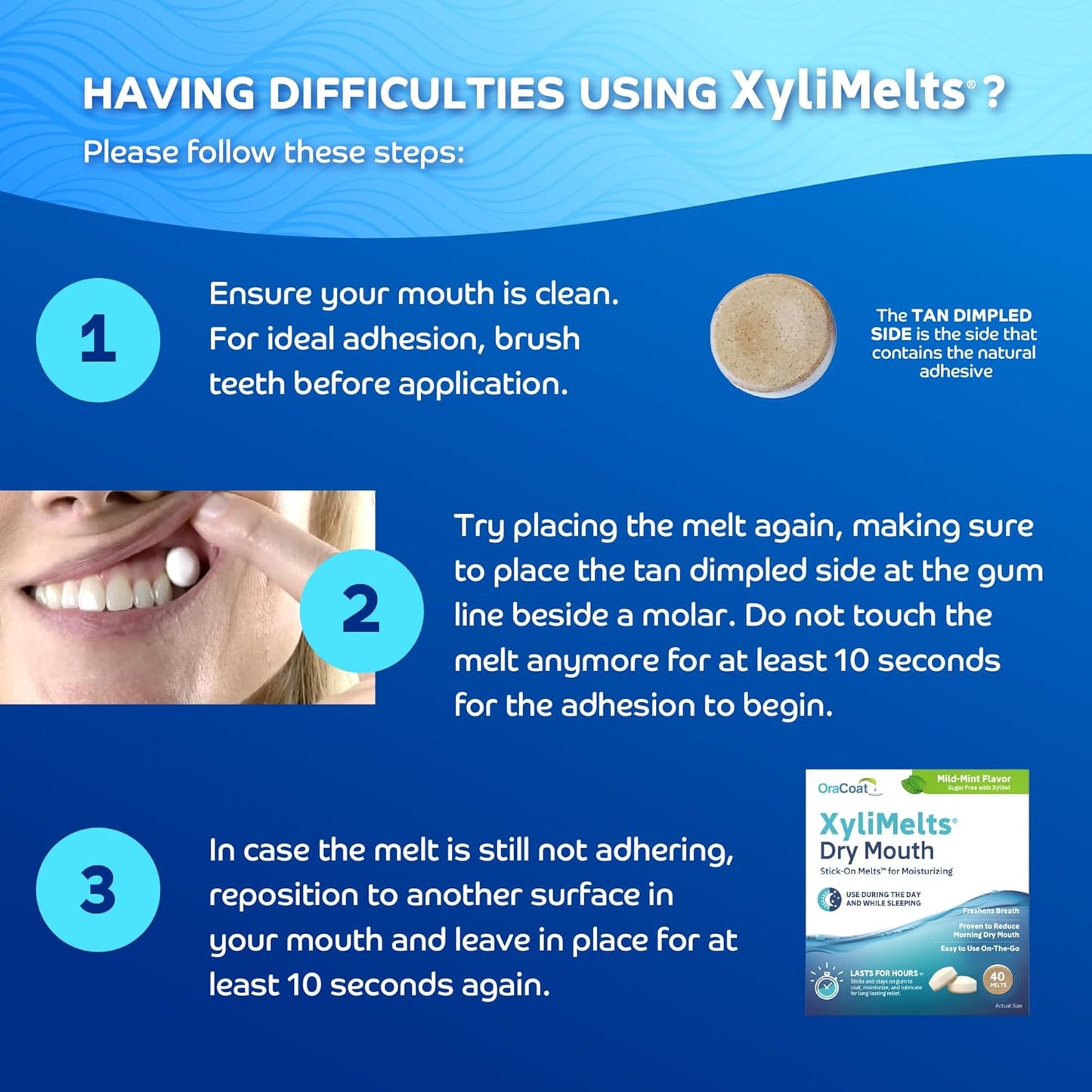 Oracoat XyliMelts Dry Mouth Discs – Streamlined Alternative to Mouth Sprays, Gels, and Constant Sipping, Mild Mint, 40 Count