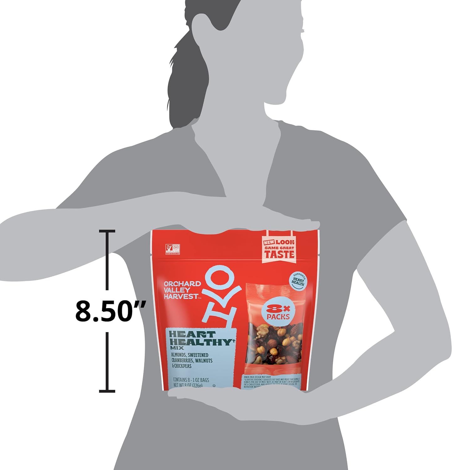 Orchard Valley Harvest Heart Healthy Blend, 1 Ounce Bags (Pack of 8) — Single-Serve Nut Mix to Curb Mid-Meeting Hunger