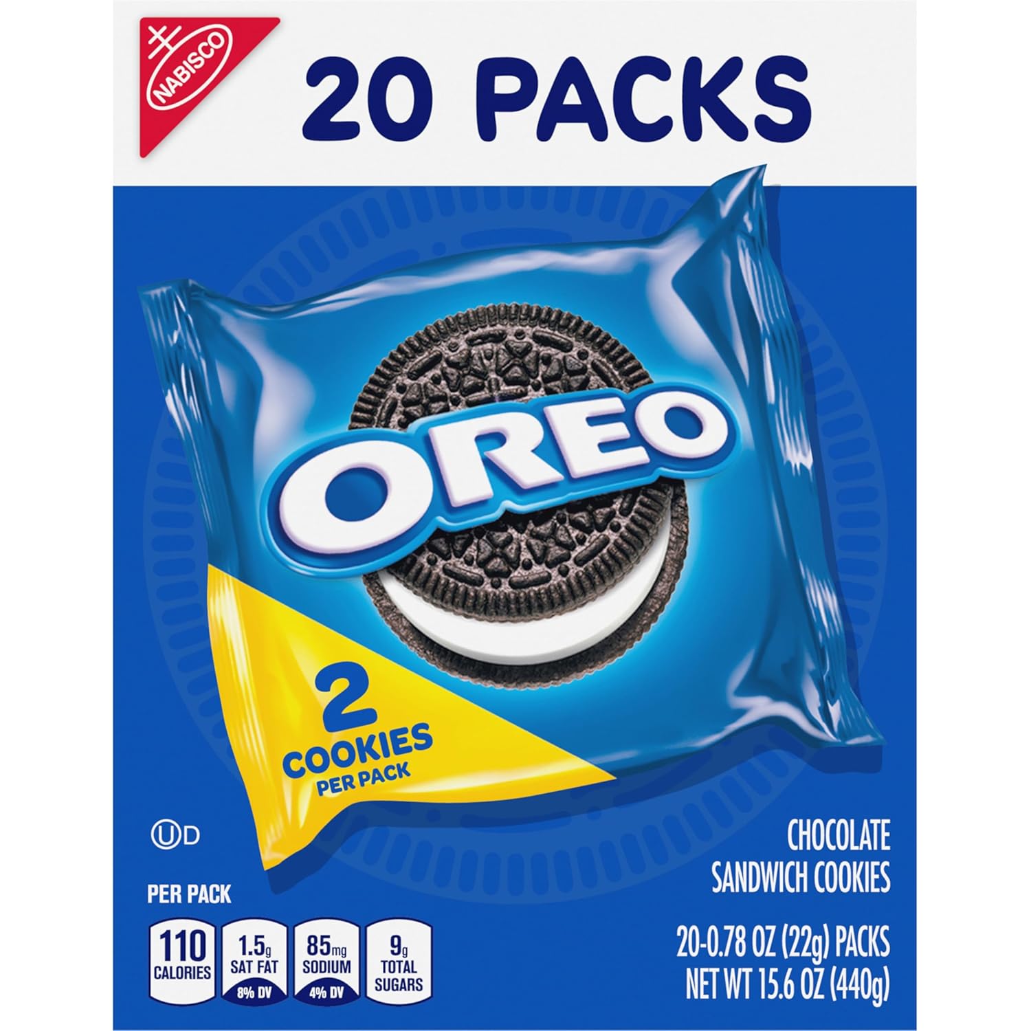 OREO Chocolate Creme Snack Packs – Break Room and Commuter Bag Treats for Busy Workdays, 20 Single-Serve Packs