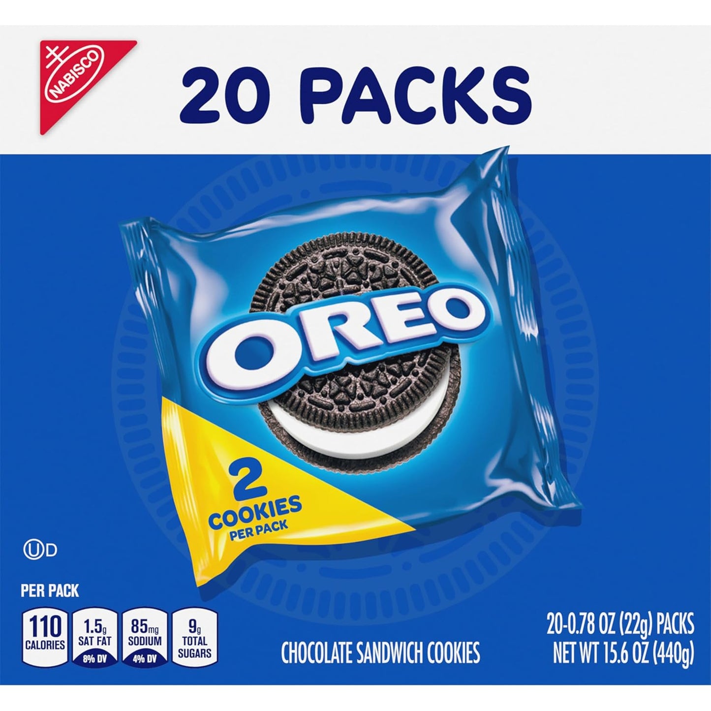OREO Chocolate Creme Snack Packs – Break Room and Commuter Bag Treats for Busy Workdays, 20 Single-Serve Packs