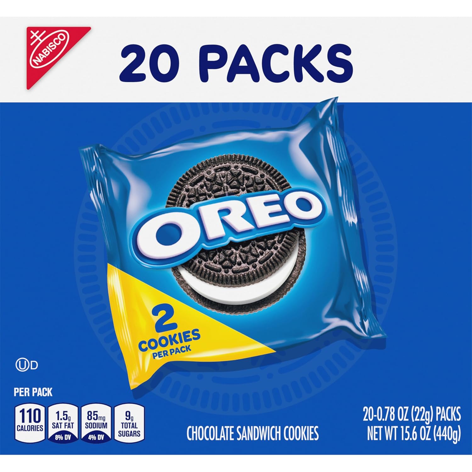 OREO Chocolate Creme Snack Packs – Break Room and Commuter Bag Treats for Busy Workdays, 20 Single-Serve Packs