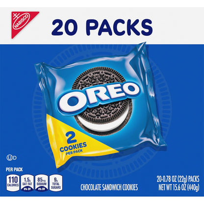 OREO Chocolate Creme Snack Packs – Break Room and Commuter Bag Treats for Busy Workdays, 20 Single-Serve Packs