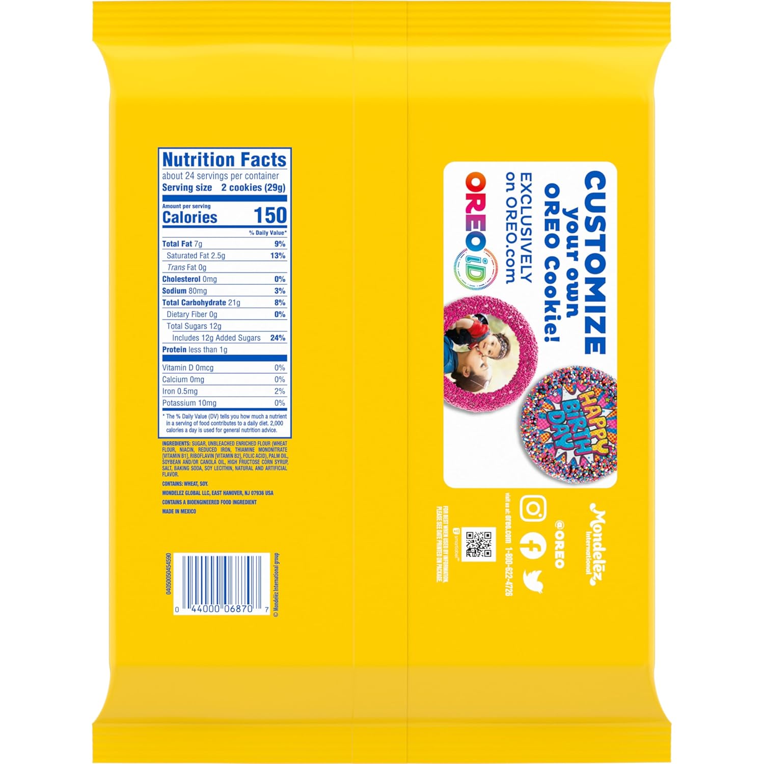 OREO Double Stuf Golden Sandwich Cookies for School-Safe Lunchbox Treats, Kosher Family Size 24.95 oz
