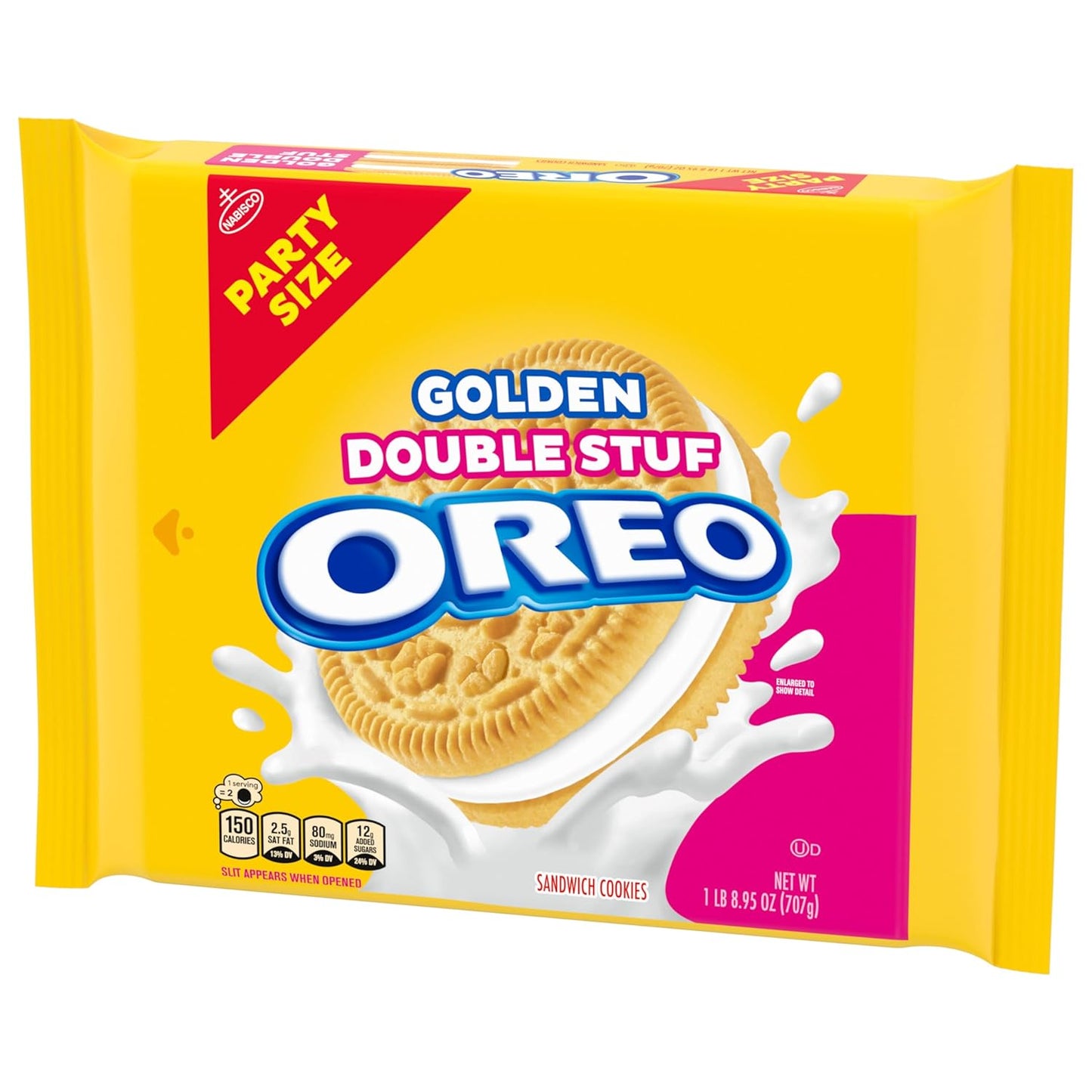 OREO Double Stuf Golden Sandwich Cookies for School-Safe Lunchbox Treats, Kosher Family Size 24.95 oz