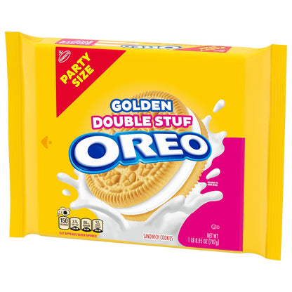OREO Double Stuf Golden Sandwich Cookies for School-Safe Lunchbox Treats, Kosher Family Size 24.95 oz