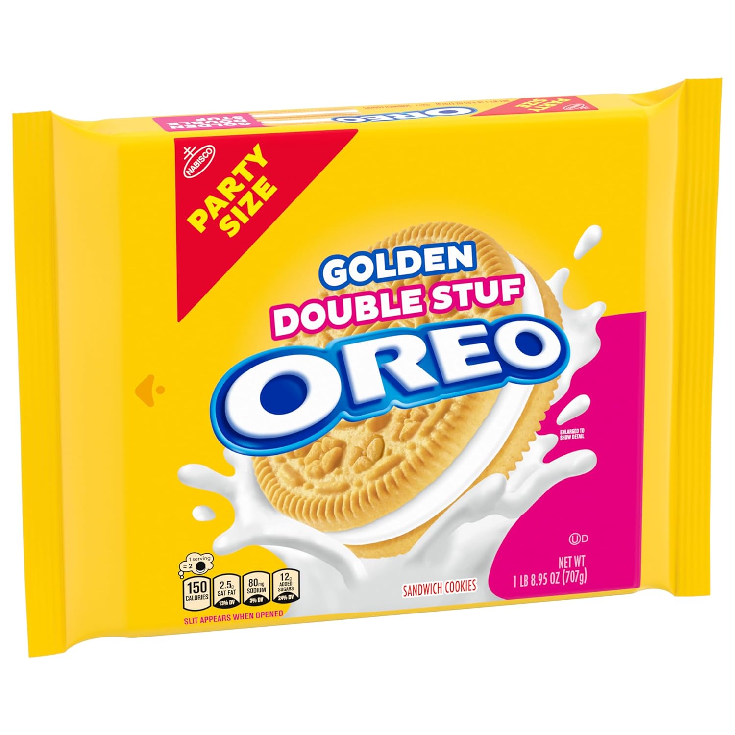 OREO Double Stuf Golden Sandwich Cookies for School-Safe Lunchbox Treats, Kosher Family Size 24.95 oz