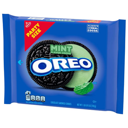 OREO Mint Creme Chocolate Wafer Sandwich Cookies Party Size 24.95 oz – Quick Desk Treat and Afternoon Energy Boost for Work