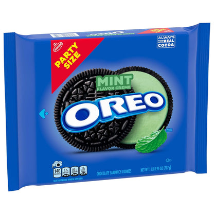 OREO Mint Creme Chocolate Wafer Sandwich Cookies Party Size 24.95 oz – Quick Desk Treat and Afternoon Energy Boost for Work