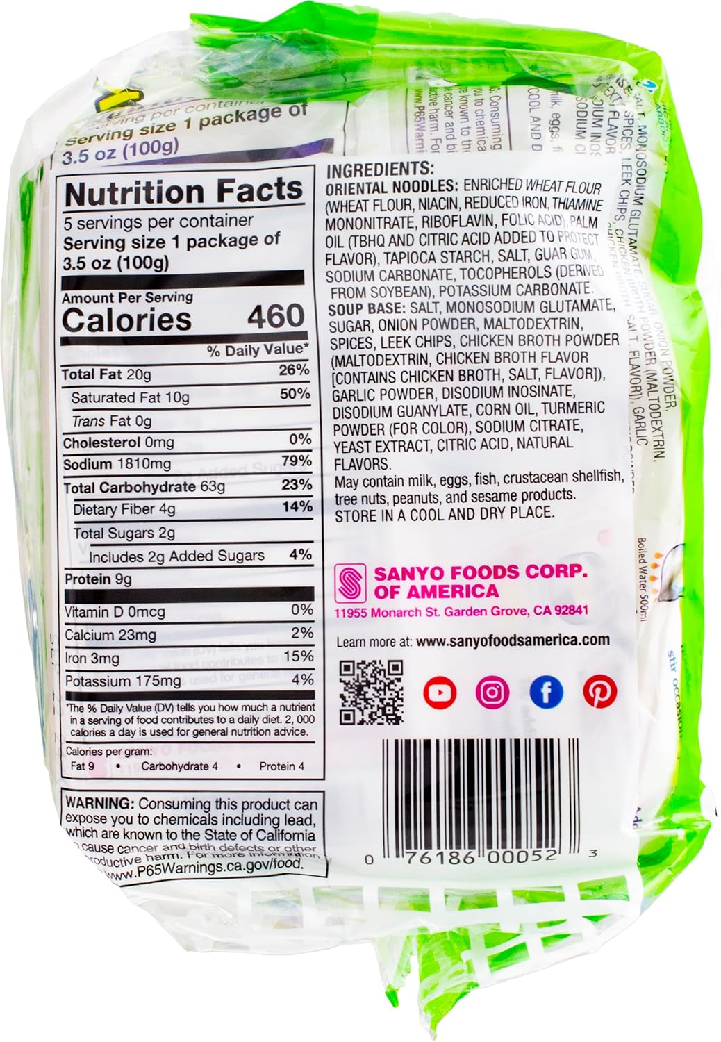 oriental wheat noodles enriched with niacin, iron, thiamine, riboflavin, and folic acid