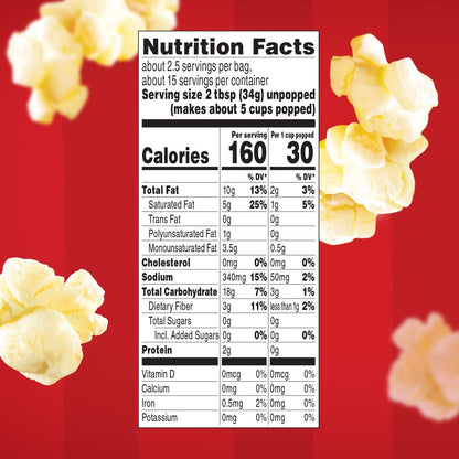Orville Redenbacher's Movie Theater Butter Popcorn – Travel-Friendly Microwave Popcorn for Tailgates and Road Trips, 6-Count