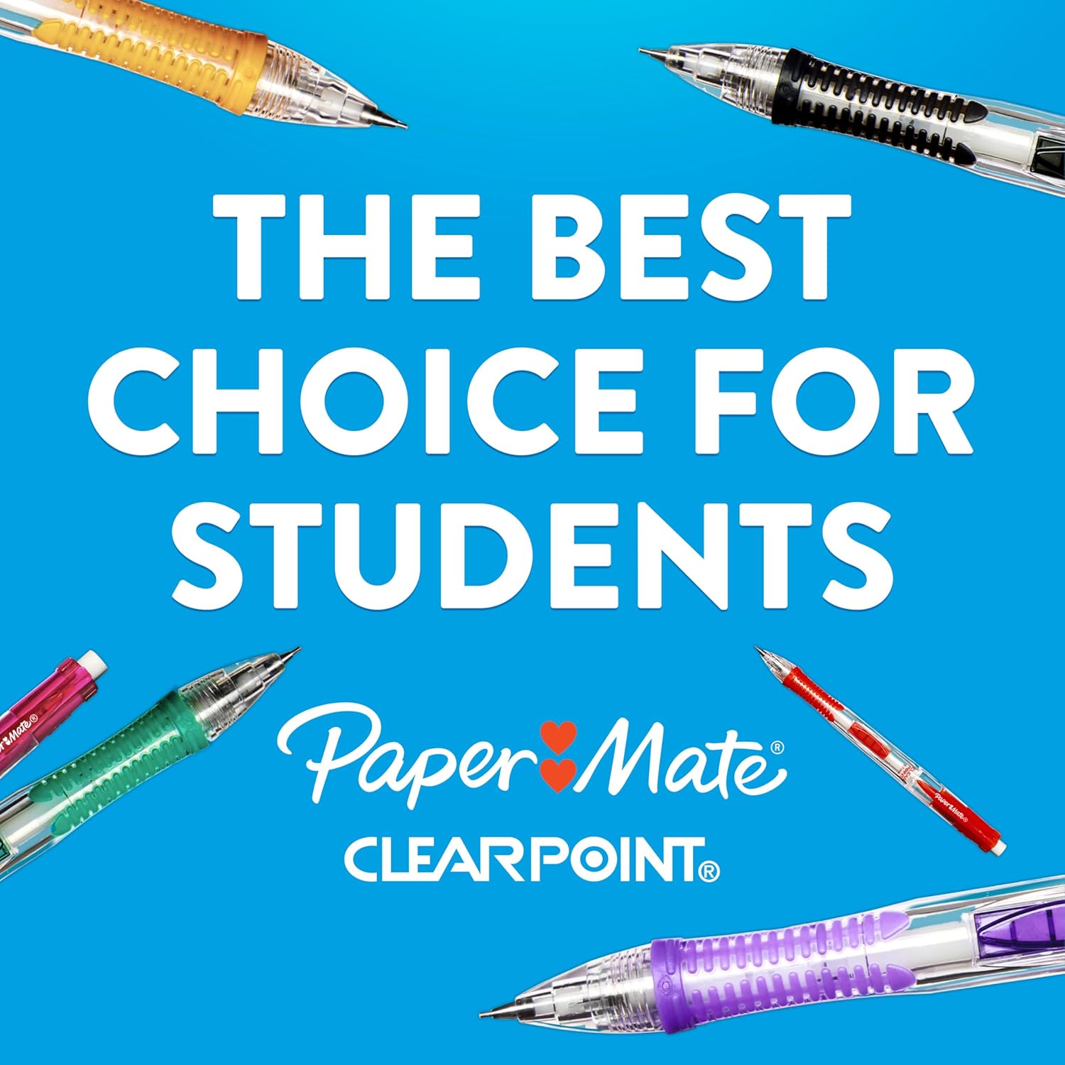 Paper Mate Clearpoint Mechanical Pencils 0.7mm HB #2 Less-Is-More Writing Tool, Clear Barrel and Neutral Black Finish, 4 Count